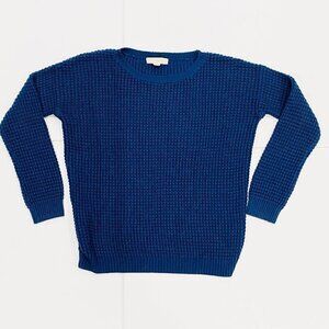 Forever 21 Dark Blue Soft Oversized Waffle Knit Crewneck Sweater
